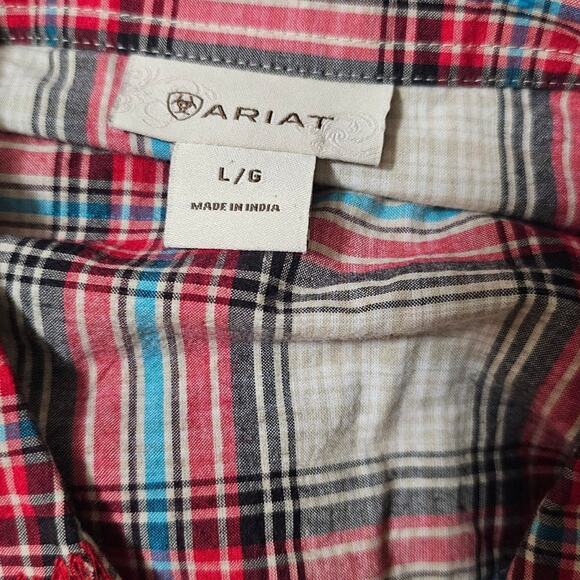 Ariat Women's Embroidered Metal Snap Buttons Shirt Size L Western Y2K Cowgirl - Picture 7 of 10